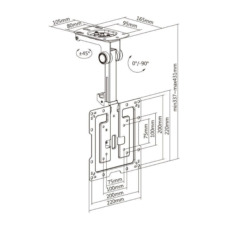 Soporte de Techo Giratorio/ Plegable Aisens CT43S-187 para TV de 19-43"/ hasta 20kg - изображение 5