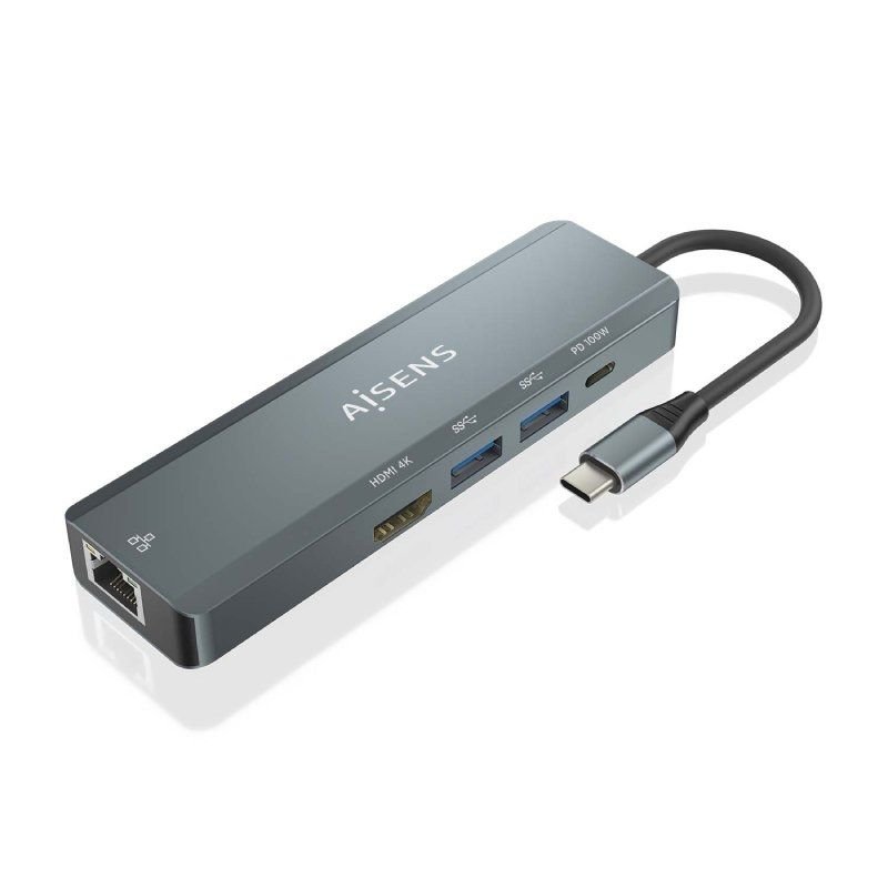 Docking USB Tipo-C Aisens ASUC-5P011-GR/ 1xHDMI/ 2xUSB/ 1xRJ45/ 1xUSB Tipo-C/ 1xUSB Tipo-C PD/ Gris - изображение 2