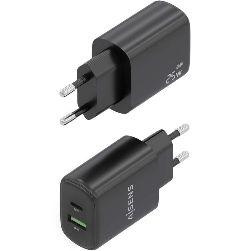 Cargador de Pared GaN Aisens A110-0912/ 1xUSB Tipo-C/ 1xUSB/ 25W/ Negro - изображение 3