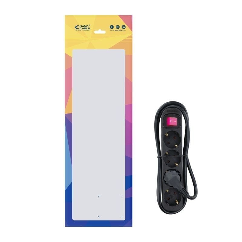 Regleta con Interruptor Nanocable 10.37.0004-BK/ 4 Tomas de Corriente/ Cable 1.4m/ Negro - изображение 4