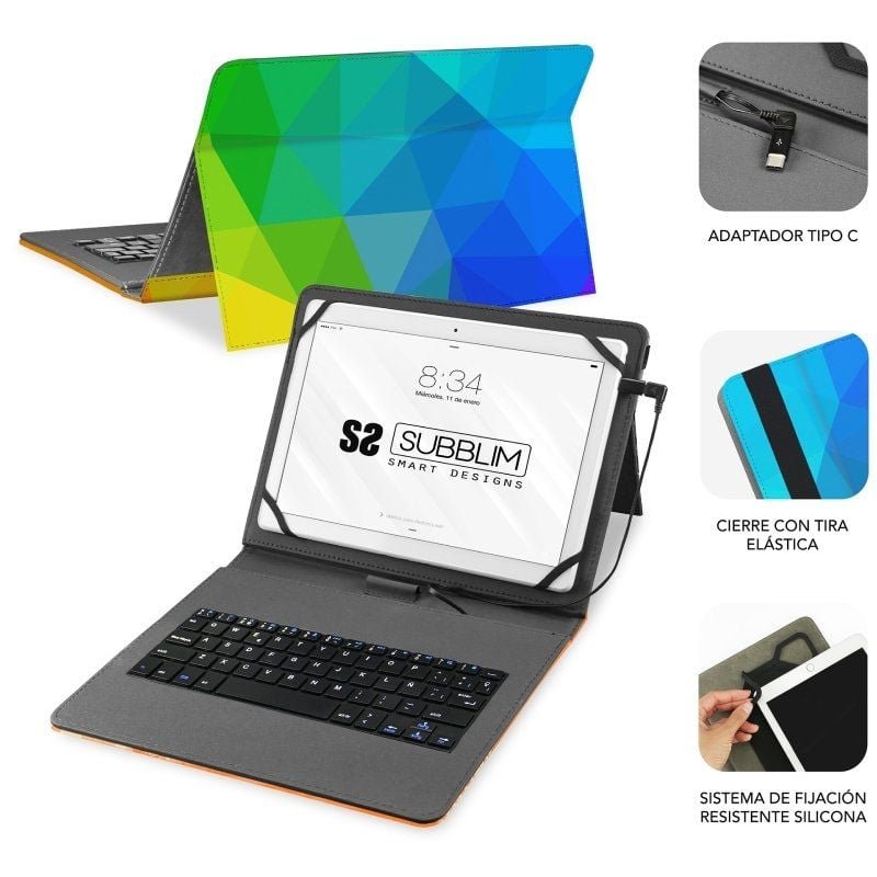 Funda con Teclado Subblim Keytab USB 11" Triángulos USB para Tablets de 11" - изображение 4