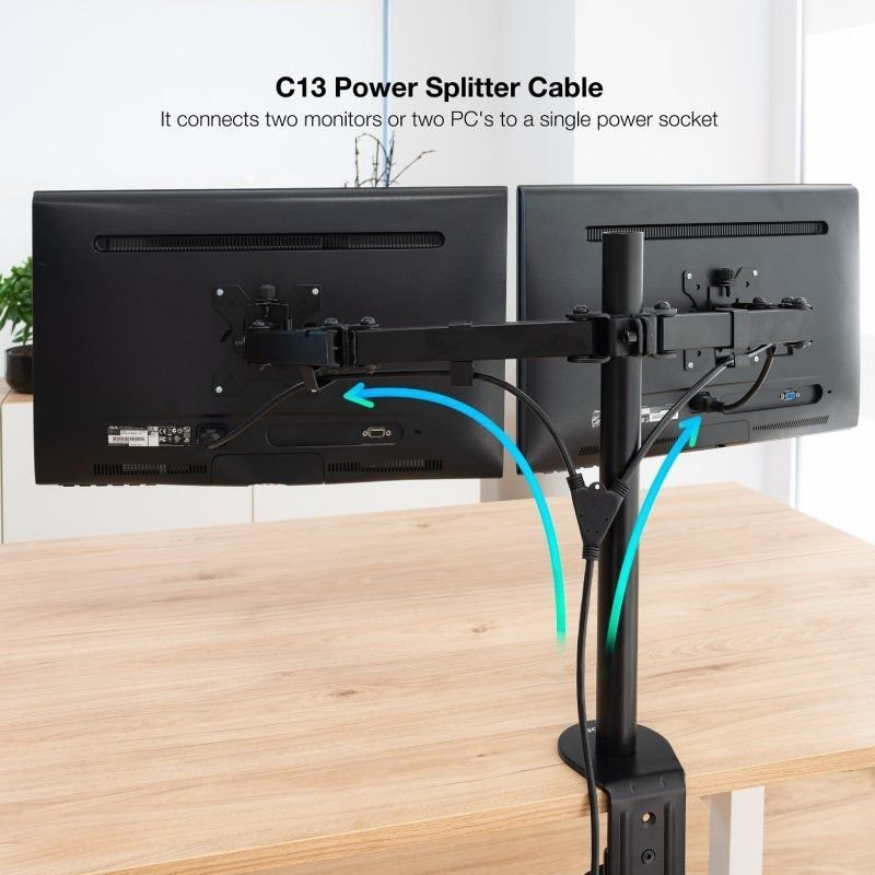 Cable Alimentación Nanocable 10.22.0100/ Schuko Macho - 2 x C13 Hembra/ 1.8m/ Negro - изображение 3
