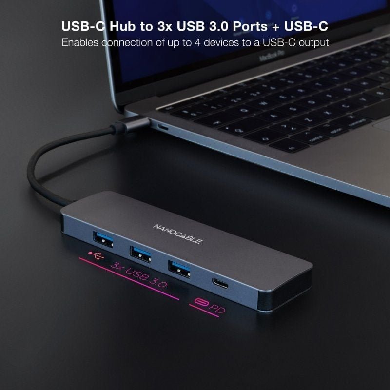 Hub USB Tipo-C Nanocable 10.16.4409/ 3xUSB/ 1xUSB Tipo-C/ Gris - изображение 3