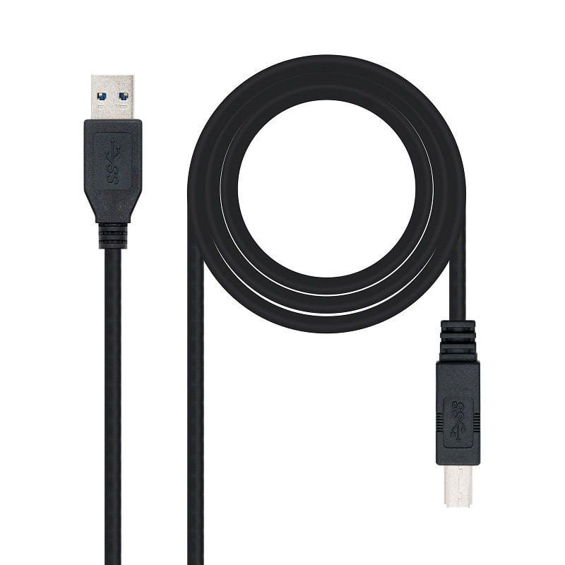 Cable USB 3.0 Impresora Nanocable 10.01.0802-BK/ USB Tipo-B Macho - USB Macho/ 2m/ Negro - изображение 2