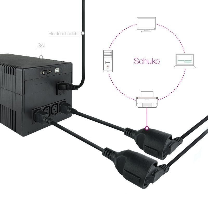 Adaptador Alimentación Nanocable 10.22.0902/ C14 Macho - CEE7 Hembra/ 50cm/ Negro - изображение 3