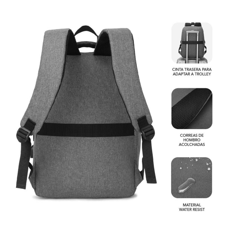 Mochila Subblim City Backpack para Portátiles hasta 15.6"/ Puerto USB/ Gris - изображение 3