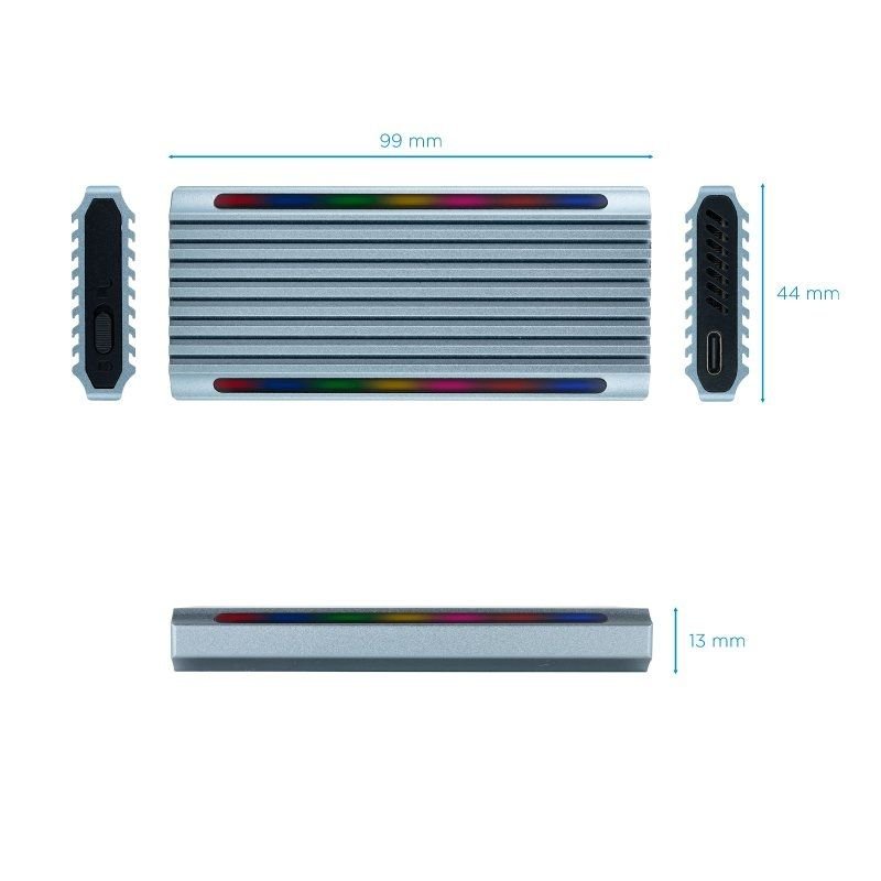Caja Externa para Disco SSD M.2 NVMe TooQ TQE-2221G/ USB 3.1 Gen2/ Sin tornillos - изображение 2