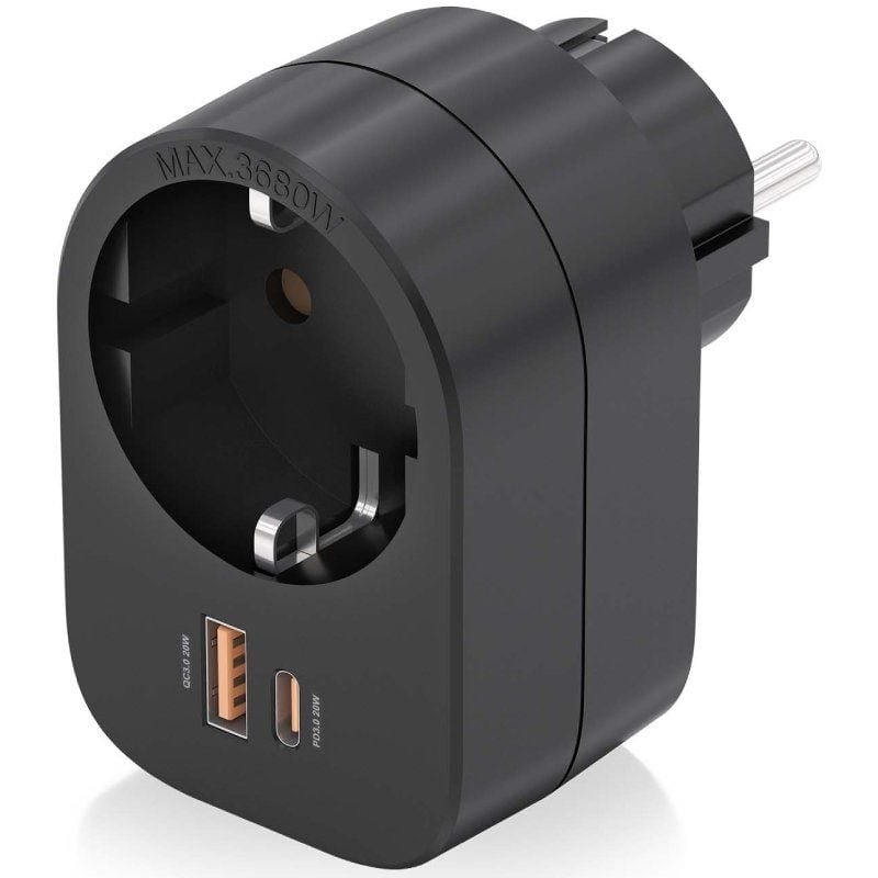 Enchufe Aisens ASPS-1A1C07-BK/ 1 Toma de Corriente/ 1 USB Tipo-C PD/ 1 USB/ Negro - изображение 2