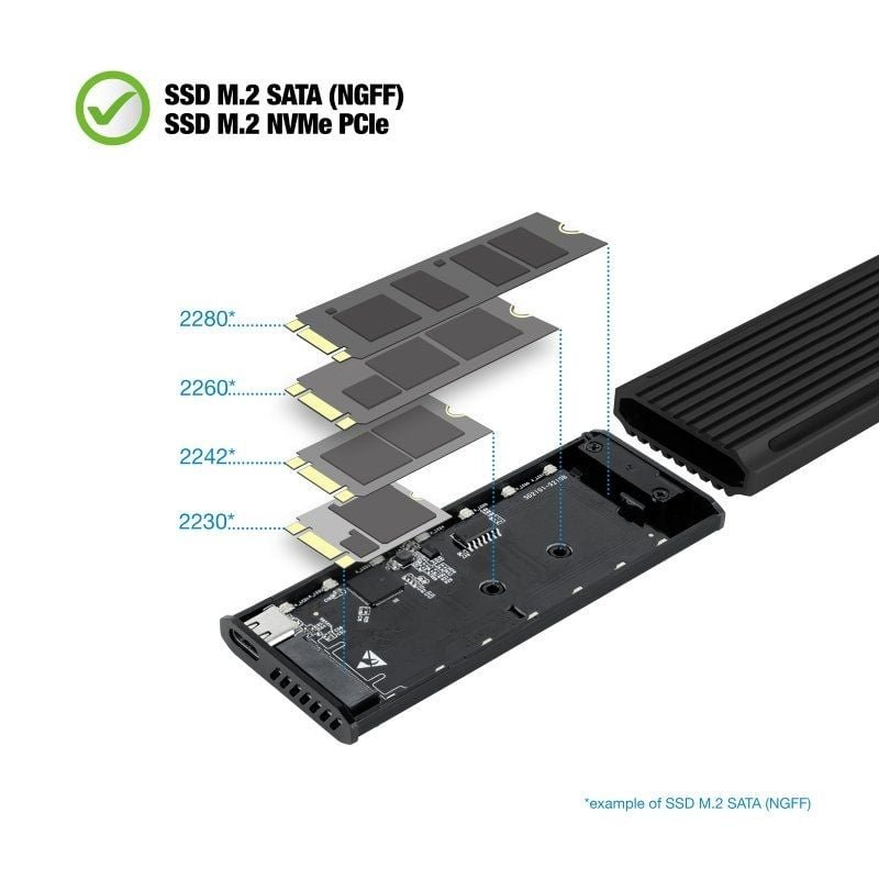 Caja Externa para Disco SSD M.2 NVMe TooQ TQE-2222B/ USB 3.1 Gen2/ Sin tornillos - изображение 3