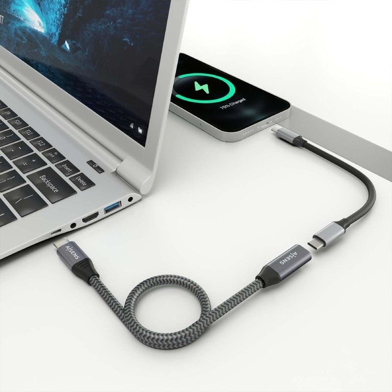 Cable Alargador USB 3.2 Aisens A107-0761/ USB Tipo-C Macho - USB Tipo-C Hembra/ Hasta 100W/ 20Gbps/ 1.5m/ Gris - изображение 4