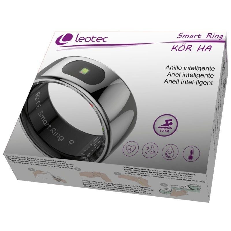 Anillo Inteligente Leotec Kör Ha Talla 10/ Ø20mm/ Notificaciones/ Frecuencia Cardíaca/ Plata - изображение 4
