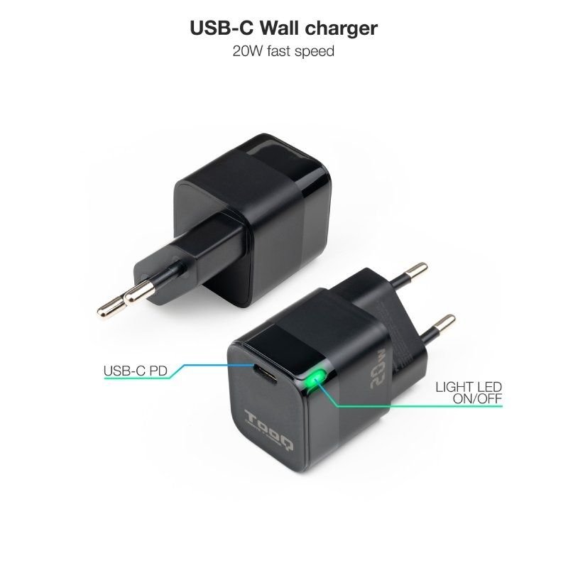 Cargador de Pared TooQ TQWC-PD20/ 1xUSB Tipo-C/ 20W - изображение 2