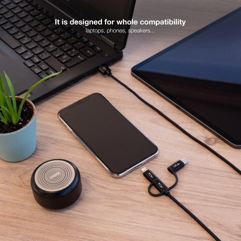 Cable USB 2.0 Nanocable 10.01.3200/ Lightning Macho - Micro USB Macho/ USB Tipo-C Macho/ 1m/ Negro - изображение 4
