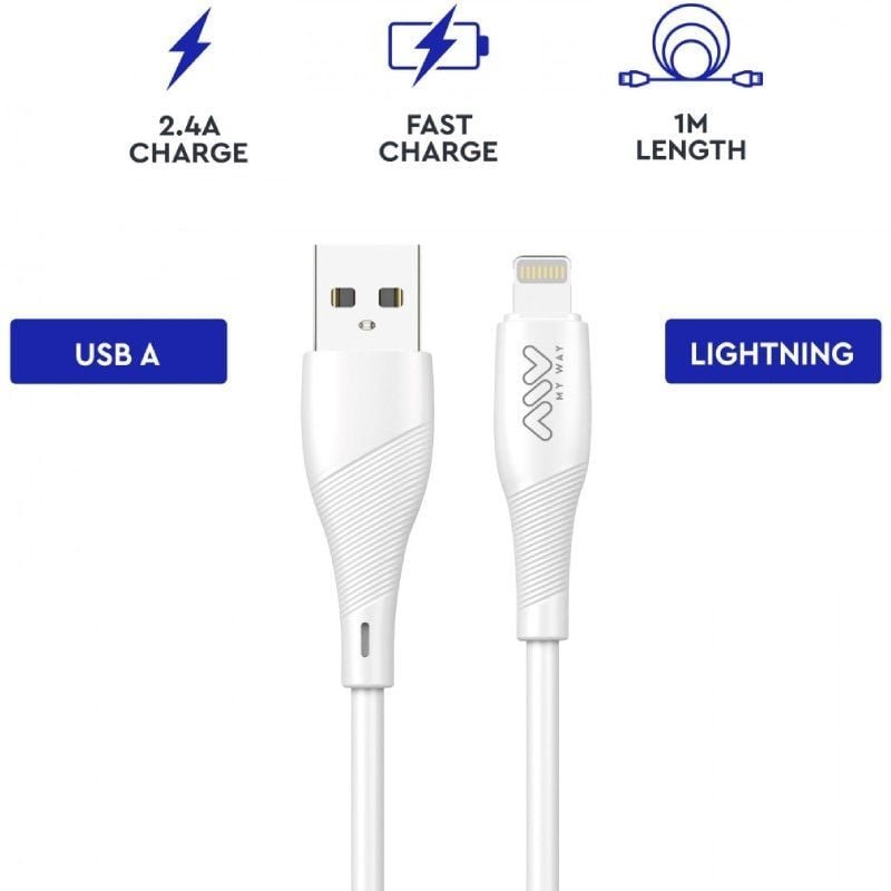 Cable USB 2.0 Lightning Myway MWUSC0021/ USB Macho - Lightning Macho/ 1m/ Blanco - изображение 2