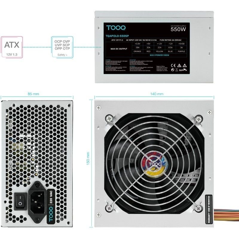 Fuente de Alimentación TooQ TQAPOLO-550SP/ 550W/ Ventilador 12cm - изображение 4