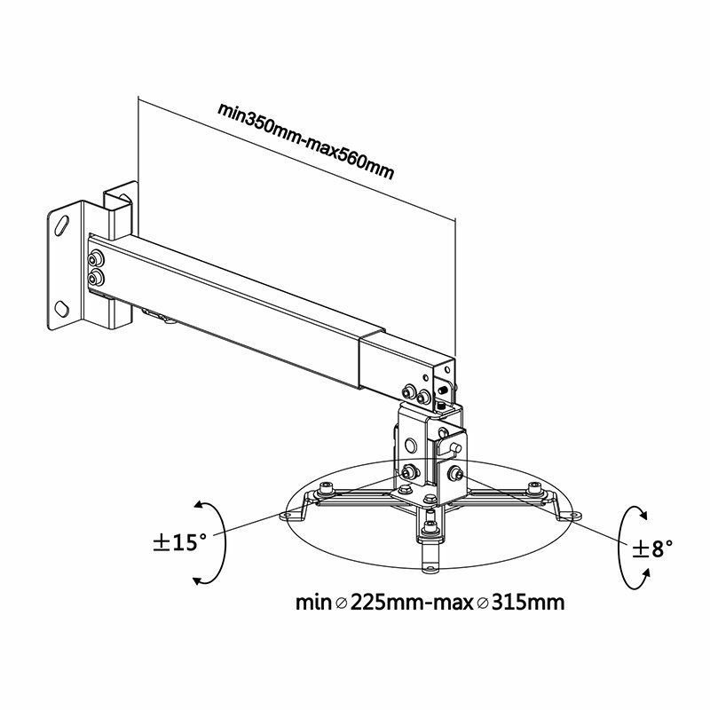 Soporte de Techo/ Pared para Proyector Aisens CWP01TSE-049/ Inclinable-Extensible/ hasta 20kg - изображение 4