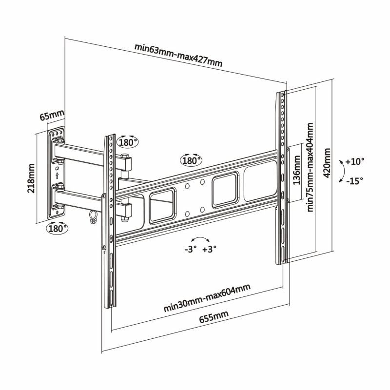 Soporte de Pared Giratorio/ Inclinable/ Nivelable Aisens WT70TSLE-021 para TV de 37-70"/ hasta 35kg - изображение 5