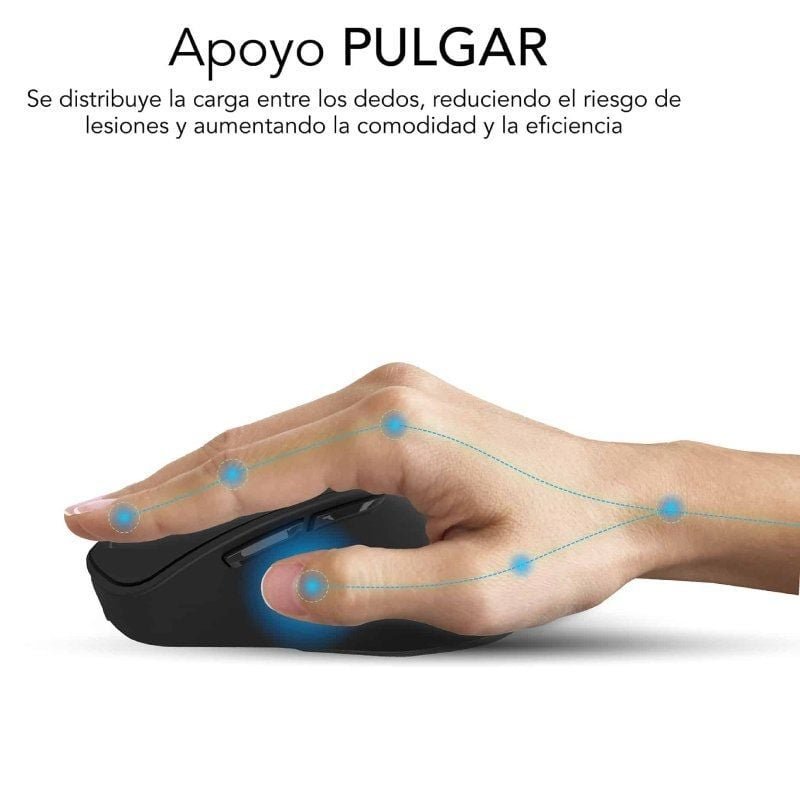 Ratón Ergonómico Inalámbrico por Bluetooth/ 2.4GHz Subblim Comfort Ergo Dual Battery/ Batería recargable/ Hasta 2400 DPI/ Negro - изображение 3