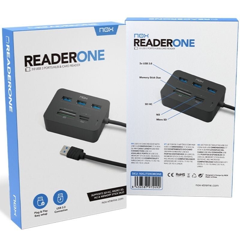 Hub USB 3.0 Nox Reader One/ 3xUSB/ 1x Lector de Tarjetas - изображение 3