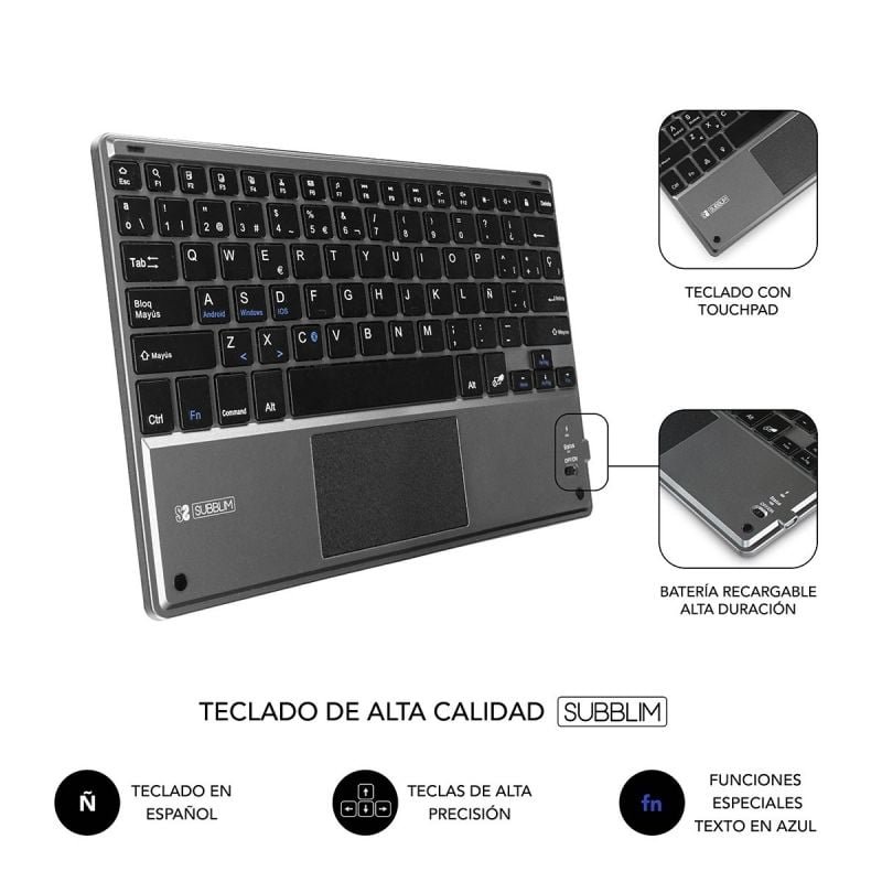 Funda con Teclado Subblim Keytab Pro Bluetooth Touchpad para Tablets de 10.1"-10.8"/ Negra - изображение 5