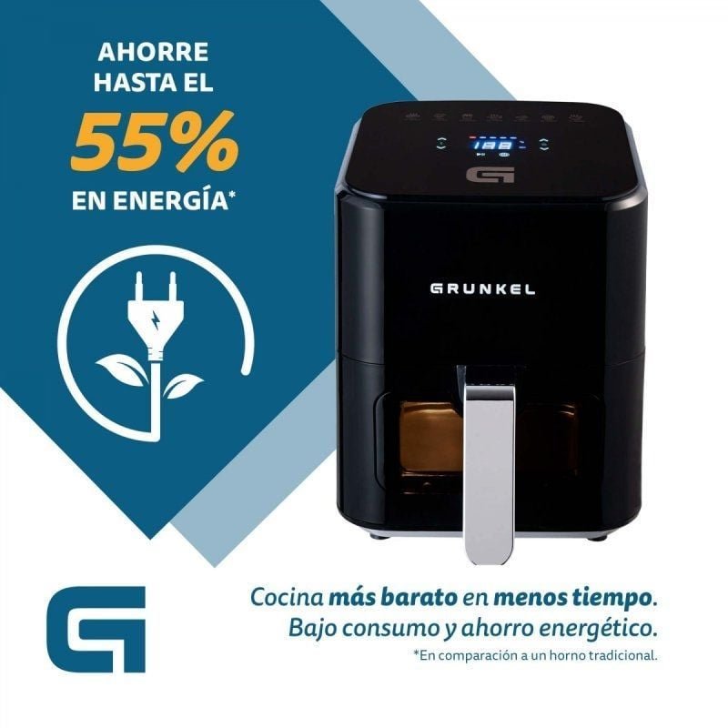 Freidora por Aire Airfryer / Sin Aceite Grunkel Black Easy Fryer/ 1200W/ Capacidad 4L - изображение 2