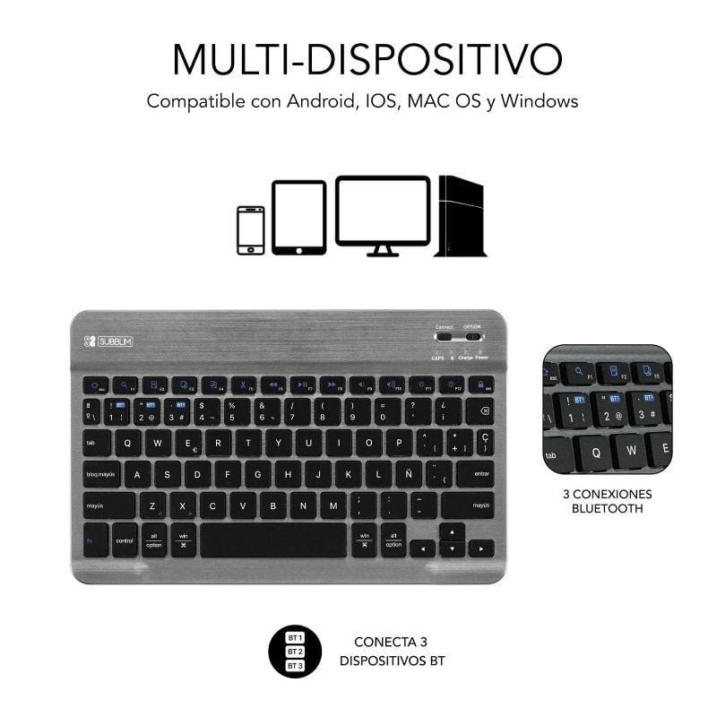 Funda con Teclado Subblim KeyTab Pro BT para Tablets Samsung Galaxy A9+/ Negra - изображение 2