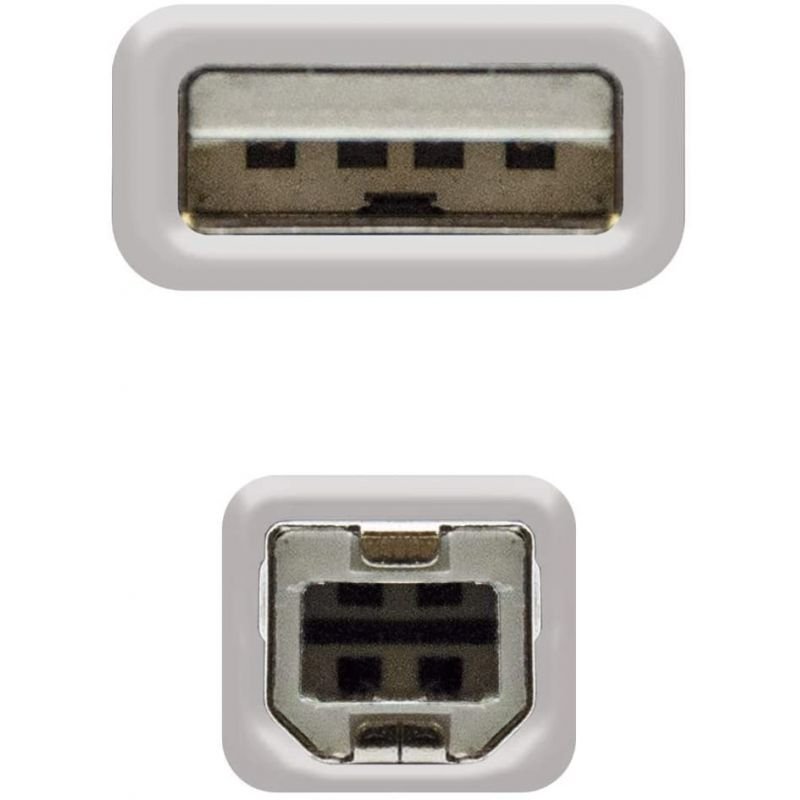 Cable USB 2.0 Impresora Nanocable 10.01.0103/ USB Tipo-B Macho - USB Macho/ 1.8m/ Beige - изображение 4