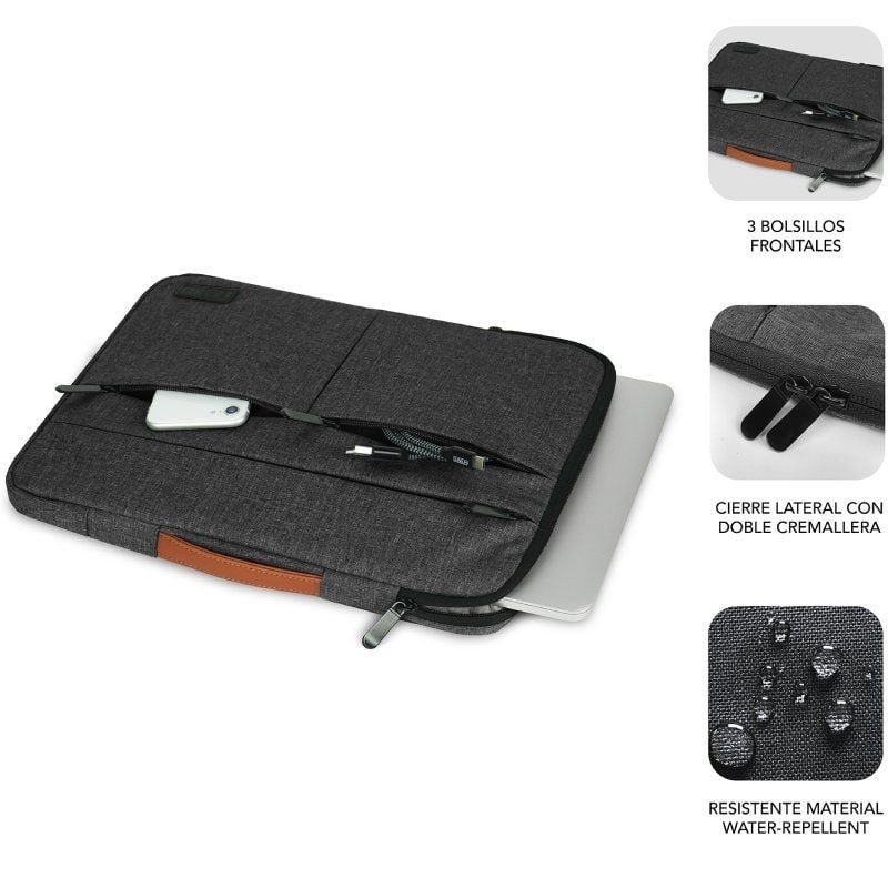 Funda Subblim Air Padding 360 Sleeve para Portátiles hasta 15.6"/ Gris Oscuro - изображение 3