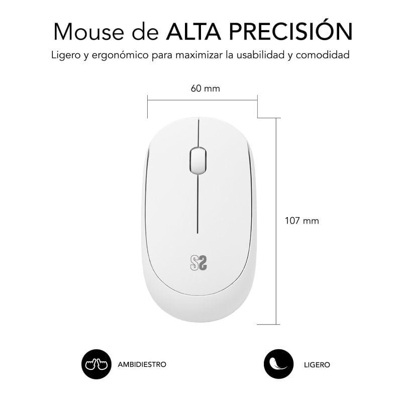 Ratón Inalámbrico Subblim Business Plus Silencioso/ Hasta 1200 DPI/ Blanco - изображение 3