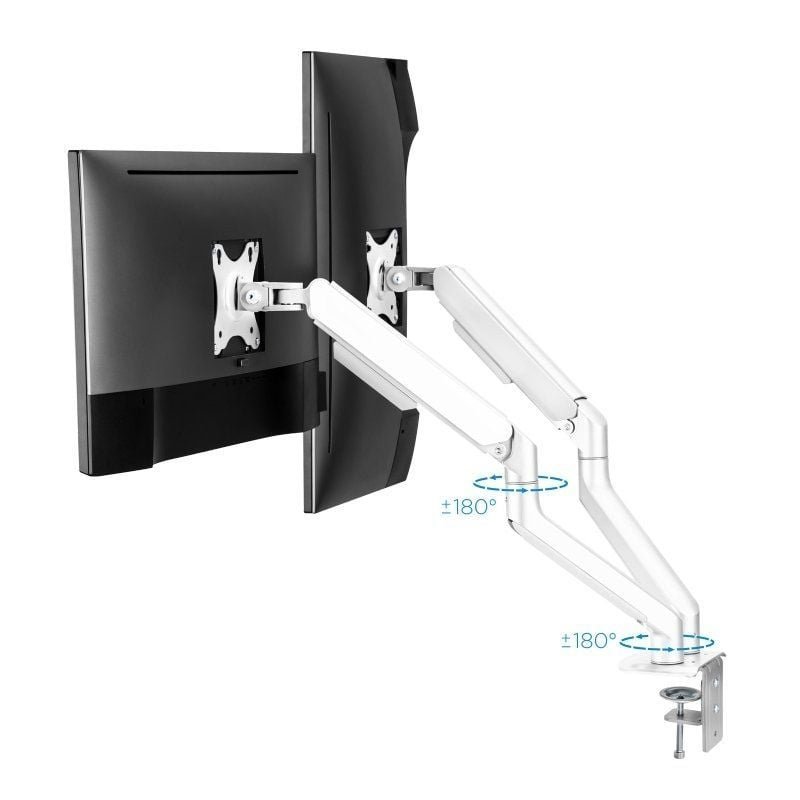 Soporte de Mesa para 2 Monitores TooQ DB4132TNR-W/ Giratorio/ Inclinable/ hasta 9kg - изображение 3