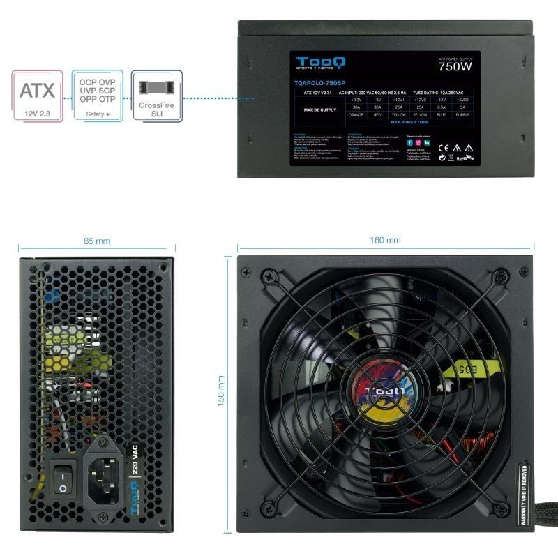 Fuente de Alimentación Tooq TQAPOLO-750SP/ 750W/ Ventilador 14cm - изображение 4