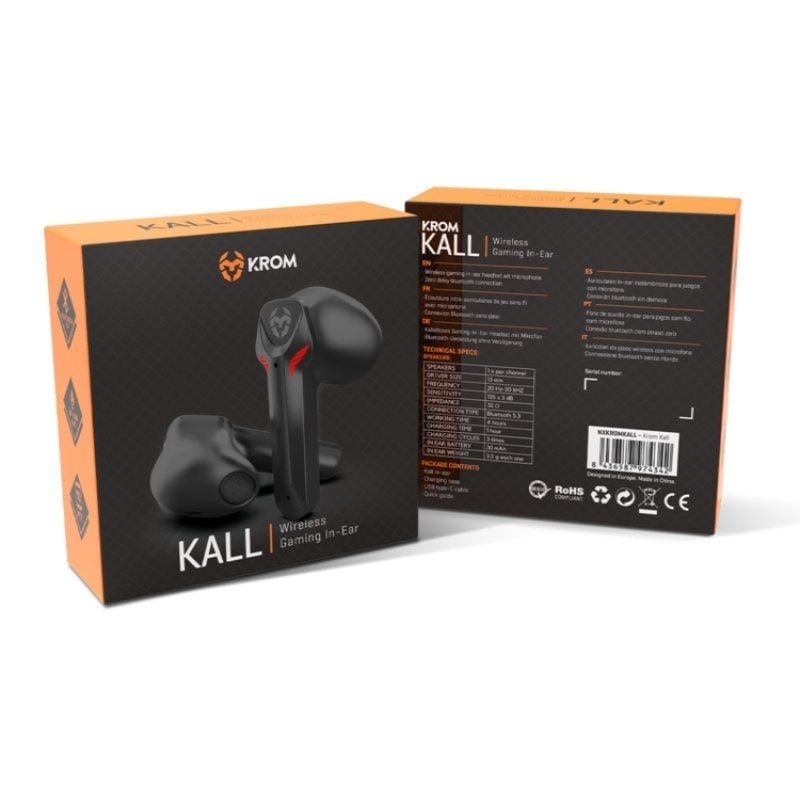Auriculares Bluetooth Krom Kall con estuche de carga/ Autonomía 4h/ Negros - изображение 5