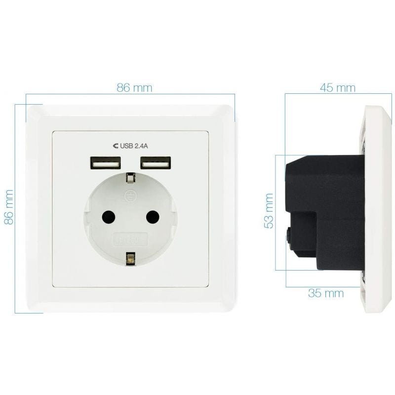 Roseta de Pared Nanocable 10.35.0010/ 1 Schuko/ 2 USB - изображение 2