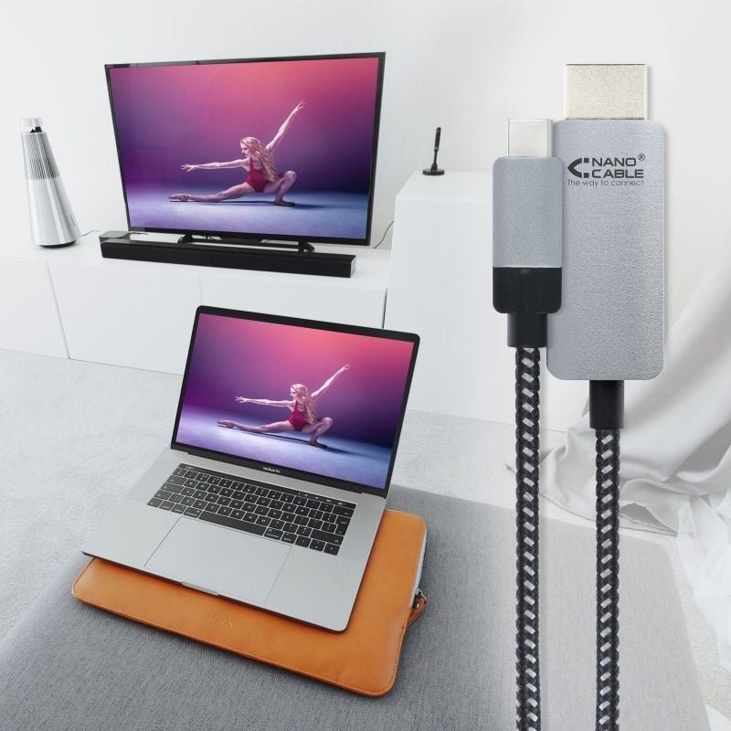 Cable Conversor Nanocable 10.15.5103/ USB Tipo-C Macho - HDMI Macho/ 3m/ Negro - изображение 5