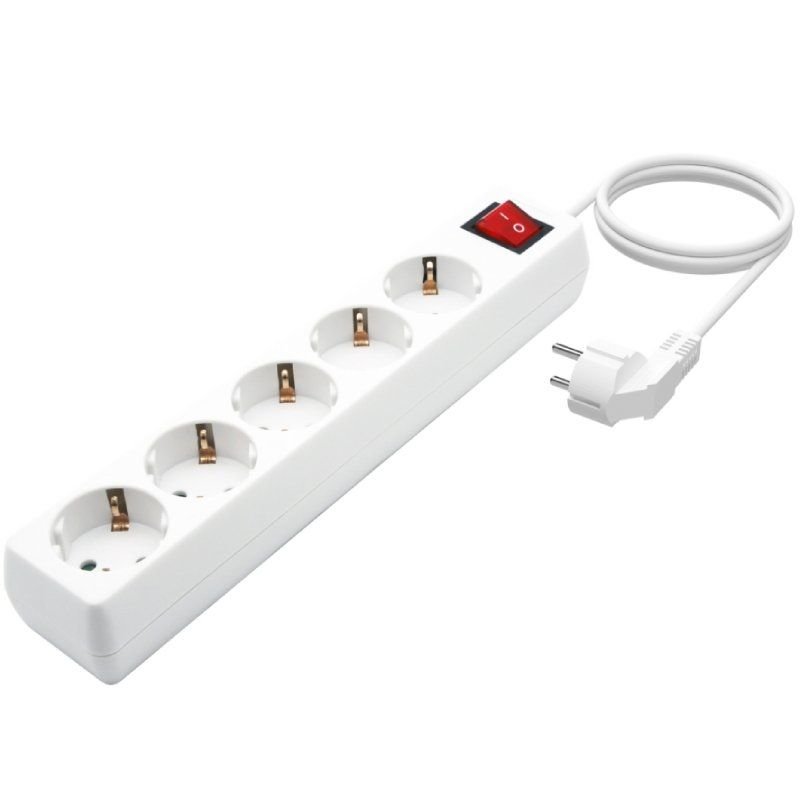 Regleta con Interruptor Aisens A154-0651/ 5 Tomas de Corriente/ Cable 1.4m/ Blanco - изображение 2