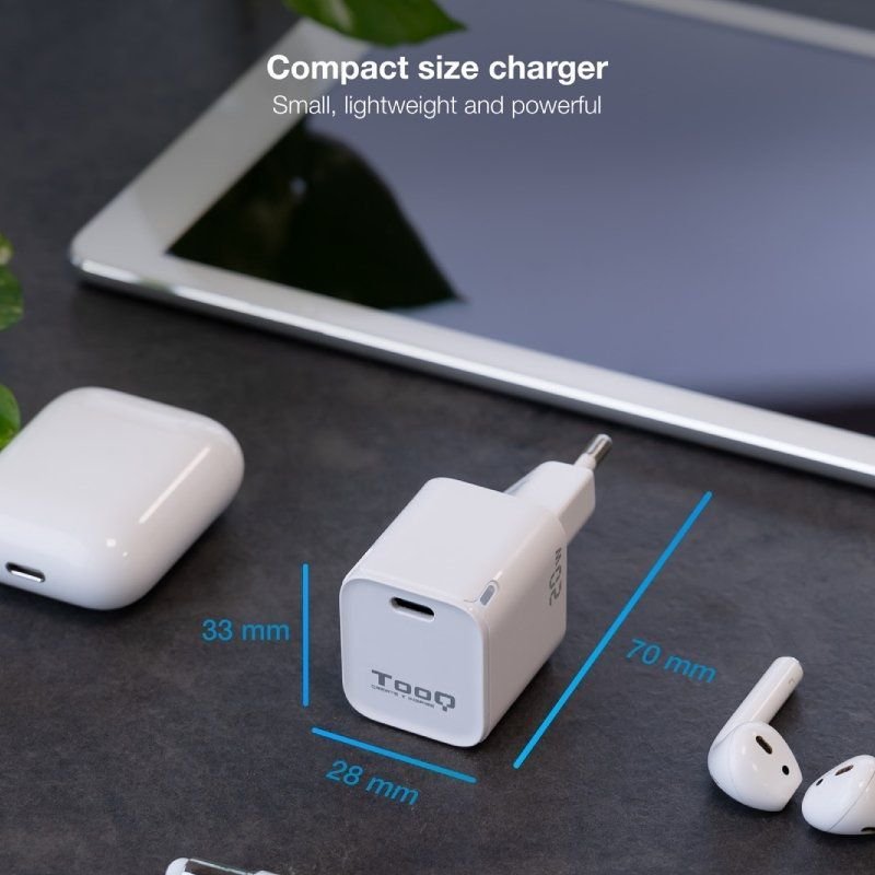 Cargador de Pared TooQ TQWC-PD20WT/ 1xUSB Tipo-C/ 20W/ Blanco - изображение 3