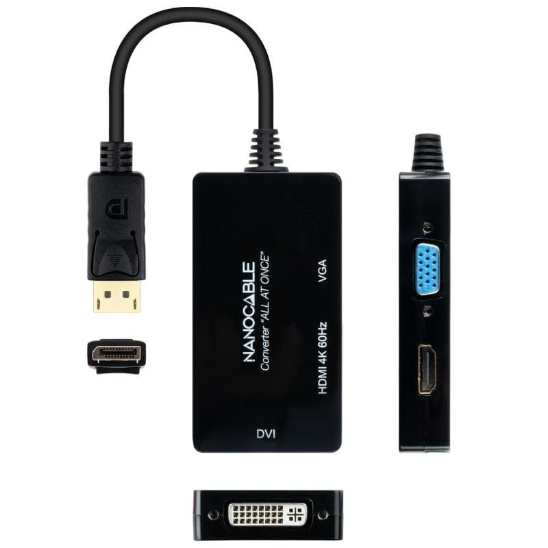 Cable DisplayPort Nanocable 10.16.3301-ALL/ HDMI Hembra - DVI-D Hembra - VGA Hembra/ 20cm/ Negro - изображение 3