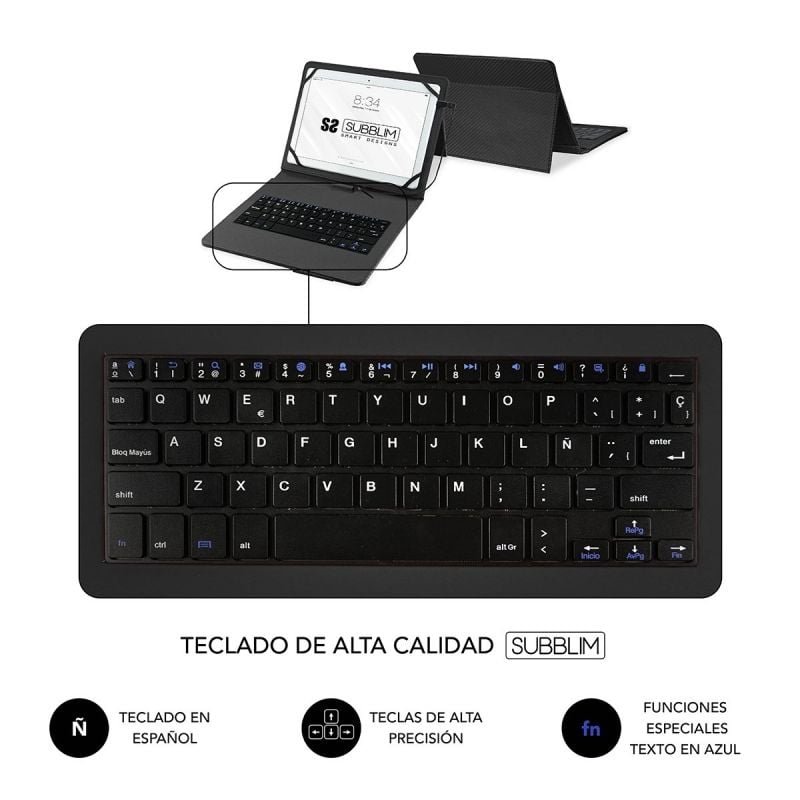 Funda con Teclado Subblim Keytab Pro USB para Tablets de 10.1"-11"/ Negra - изображение 4