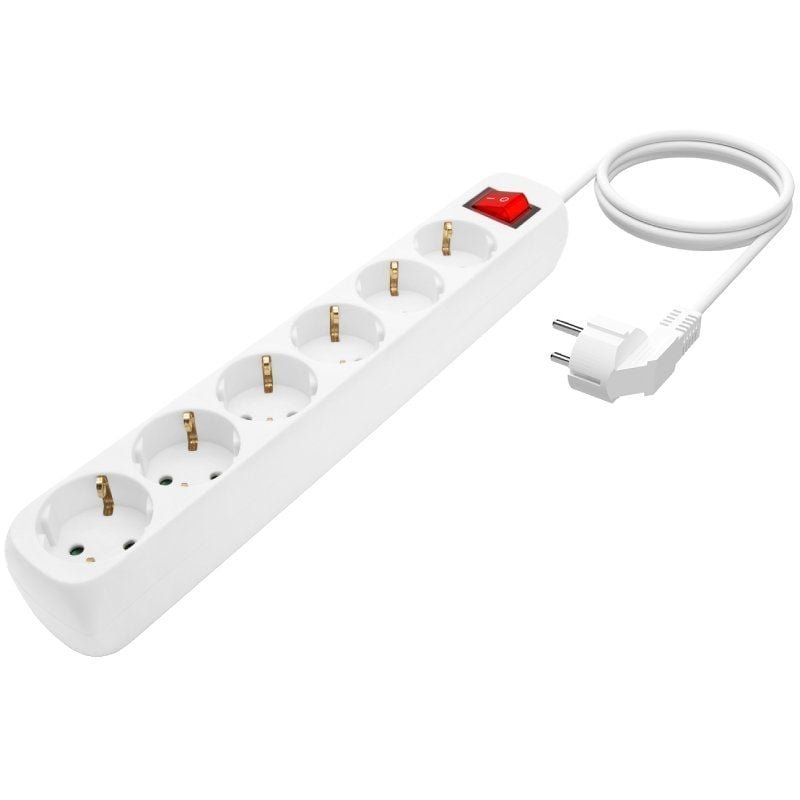 Regleta con Interruptor Aisens A154-0535/ 6 Tomas de Corriente/ Cable 1.4m/ Blanco - изображение 2