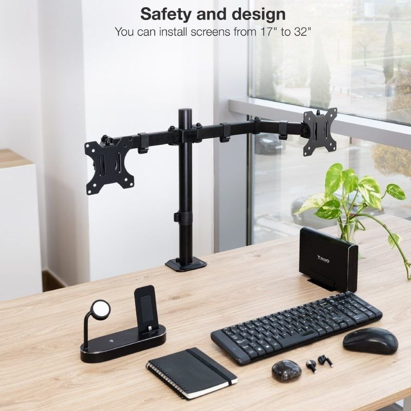 Soporte de Mesa para 2 Monitores TooQ DB1802TN-B/ Giratorio/ Inclinable/ hasta 8kg - изображение 4