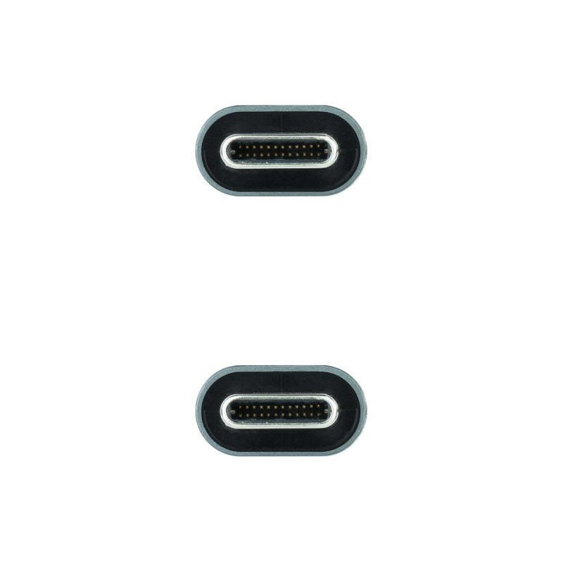 Cable USB 3.2 Nanocable 10.01.4300/ USB Tipo-C Macho - USB Tipo-C Macho/ Hasta 100W/ 50cm/ Gris y Negro - изображение 3
