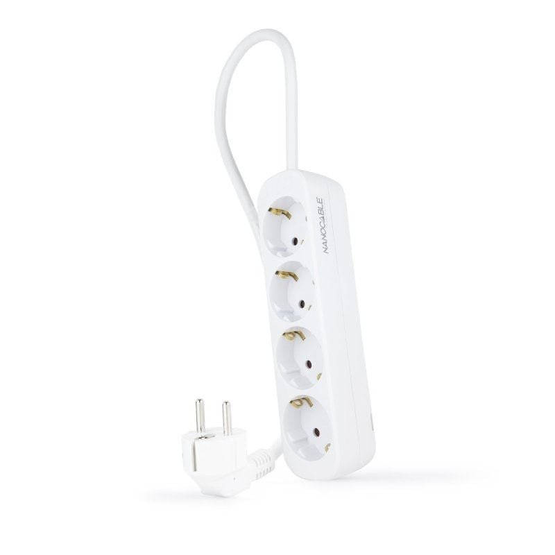 Regleta Nanocable 10.37.0004-NS/ 4 Tomas de Corriente/ Cable 1.4m/ Blanca