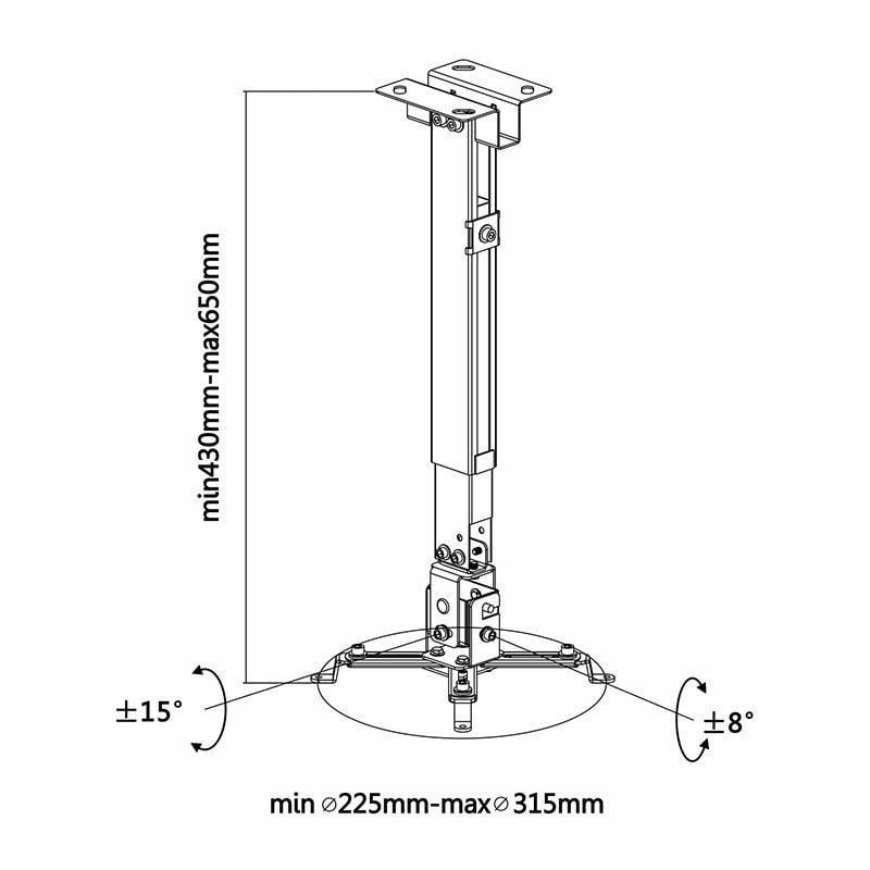 Soporte de Techo/ Pared para Proyector Aisens CWP01TSE-047/ Inclinable-Extensible/ hasta 20kg - изображение 5