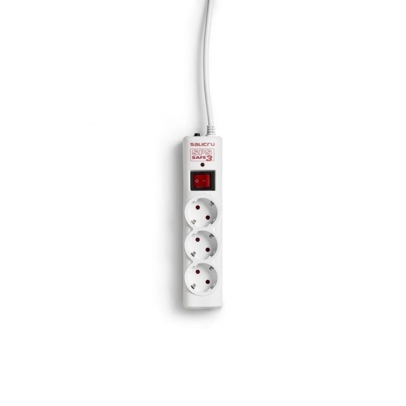 Regleta con interruptor Salicru SPS SAFE 3/ 3 Tomas de corriente/ Cable 1.5m/ Blanca - изображение 2