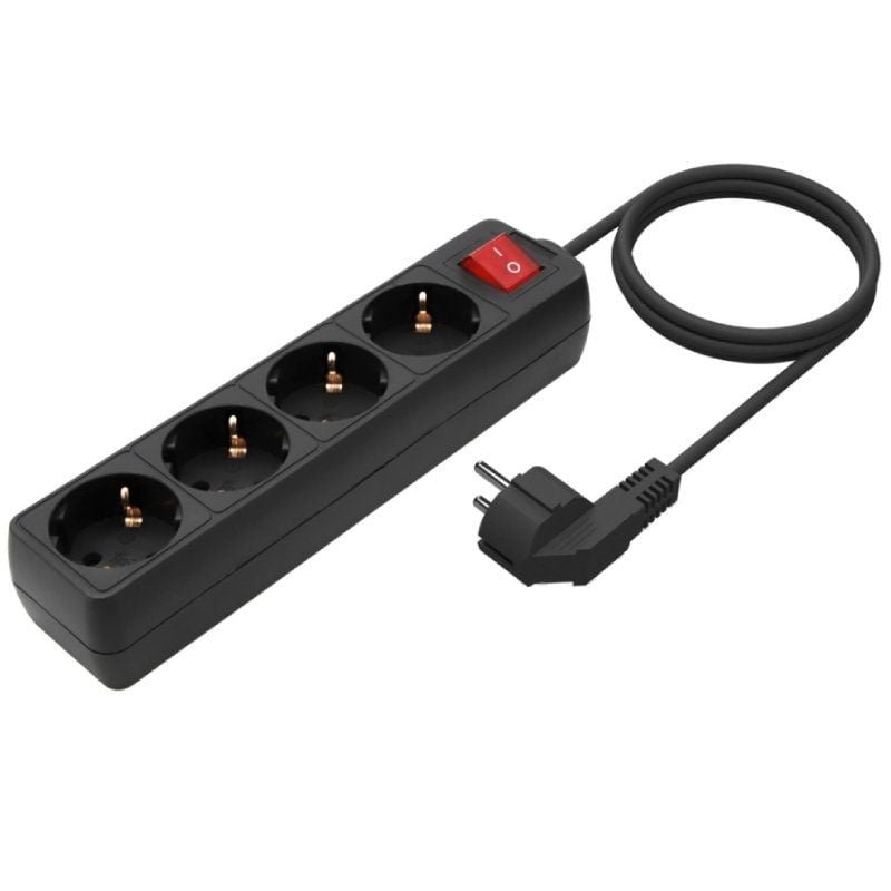Regleta con Interruptor Aisens A154-0650/ 4 Tomas de Corriente/ Cable 1.4m/ Negro - изображение 2