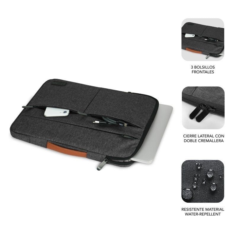 Funda Subblim Air Padding 360 Sleeve para Portátiles hasta 14"/ Gris Oscuro - изображение 2