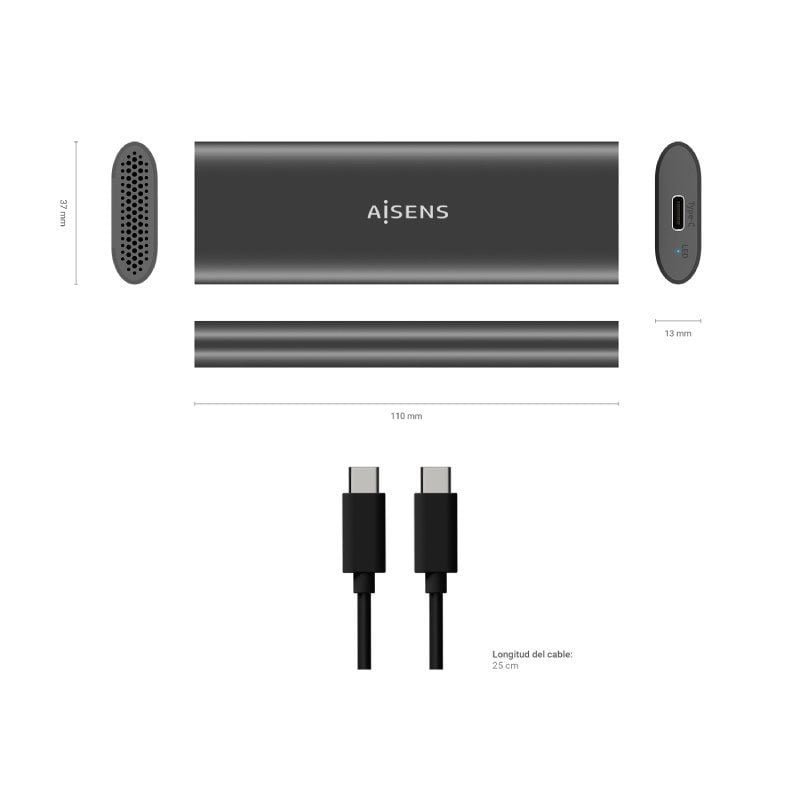 Caja Externa para Disco SSD M.2 SATA/NVMe Aisens ASM2-015GR/ USB 3.1/ Sin tornillos - изображение 4