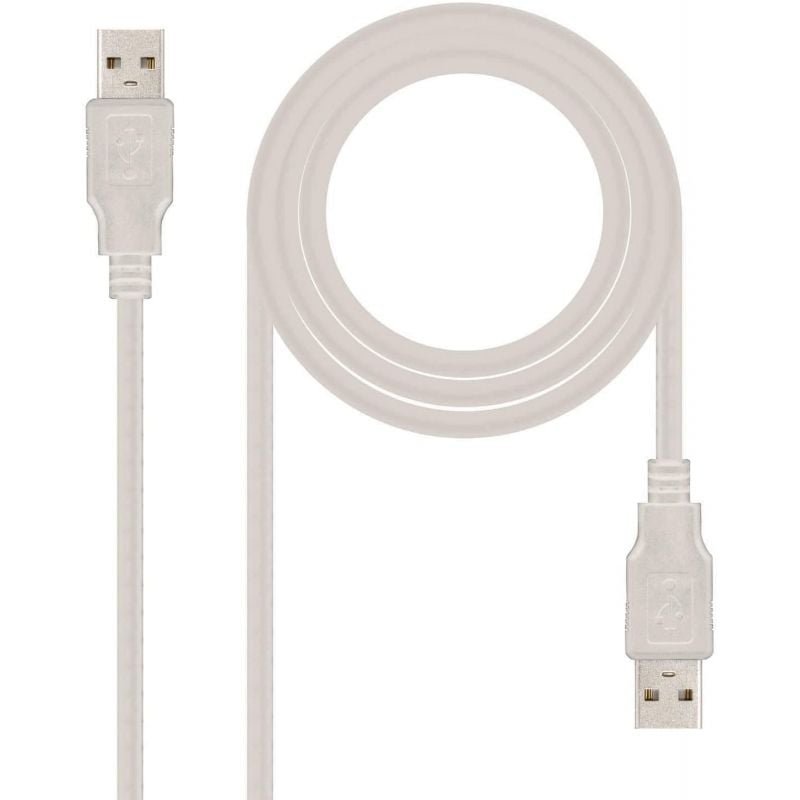 Cable USB 2.0 Nanocable 10.01.0303/ USB Macho - USB Macho/ 2m/ Beige - изображение 2