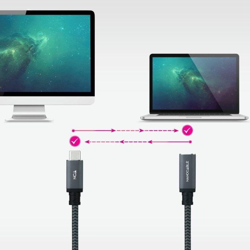Cable Alargador USB Tipo-C 3.2 Nanocable 10.01.4501-L150-COMB/ USB Tipo-C Macho - USB Tipo-C Hembra/ 1.5m/ Negro - изображение 5