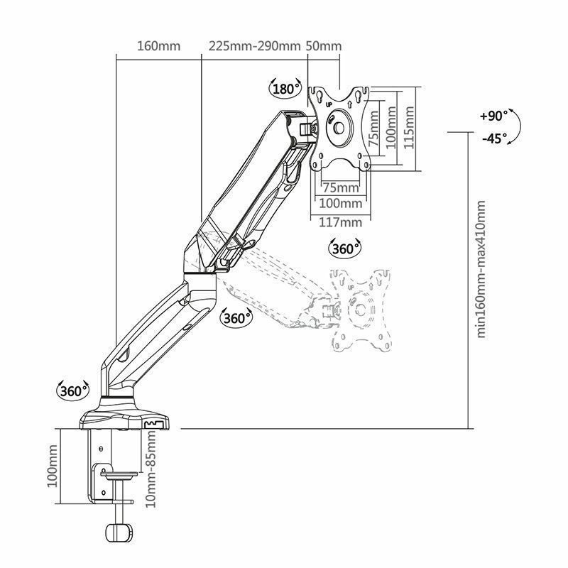 Soporte de Mesa con Contrapeso para Monitor Aisens DT27TSR-043/ Giratorio/ Inclinable/ hasta 9kg - изображение 5